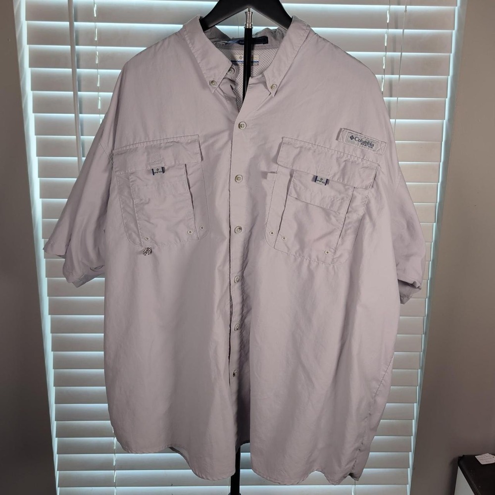 Columbia PFG Bahama II light gray short sleeve fishing shirt 2XL outdoors